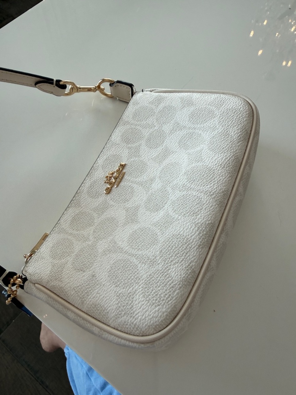 Coach Cream Signature Mini Shoulder Bag with Gold Hardware Nolita 19 - Picture 5 of 14